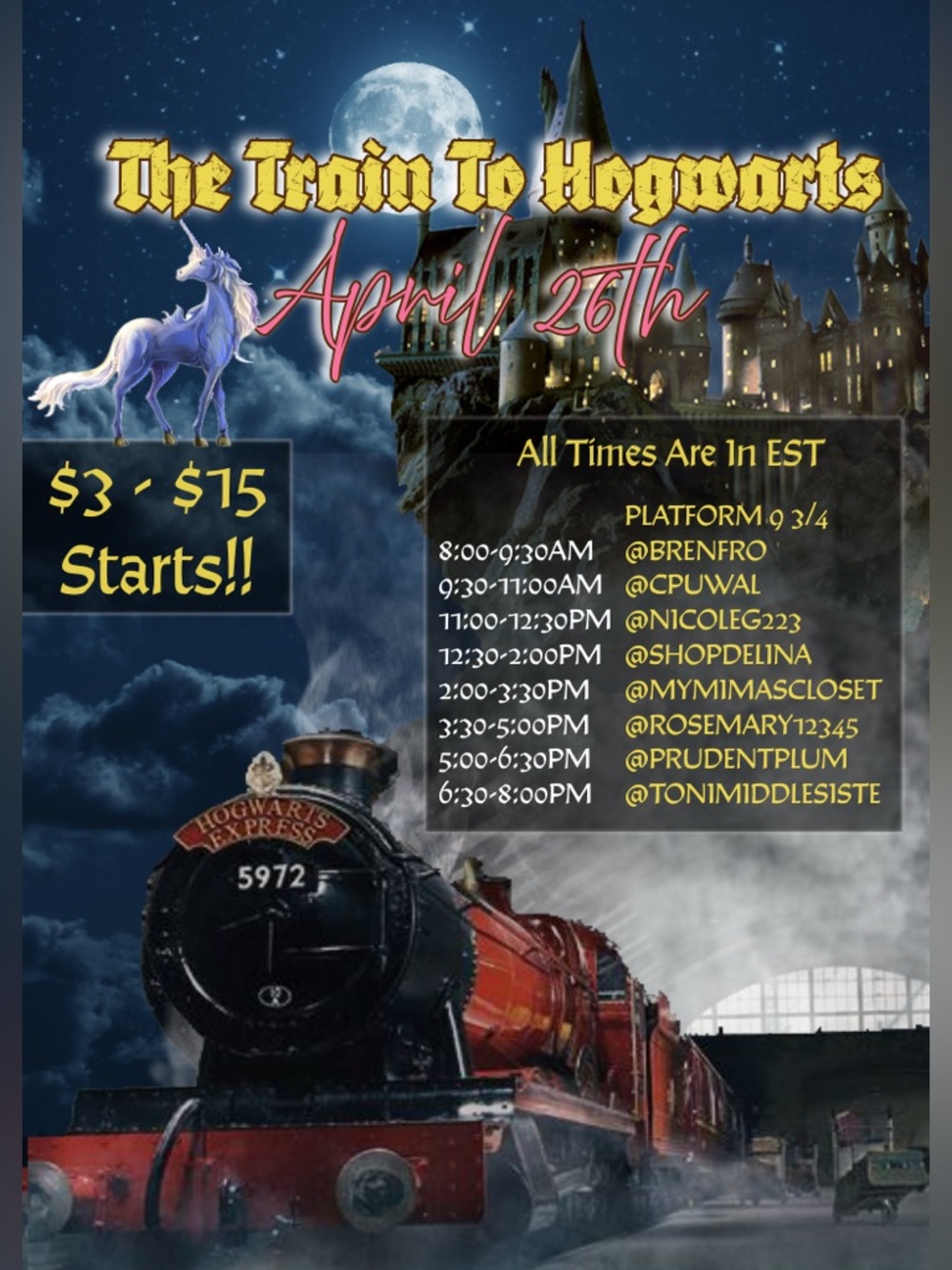 🚂Hogwarts #51-100 ~LIVE Show Items- Items are as-is. No cancels.